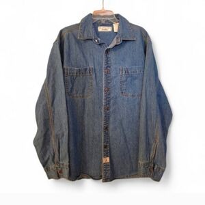 Levi Strauss Signature Denim Shirt Riveted Buttons Western Workwear Size XL